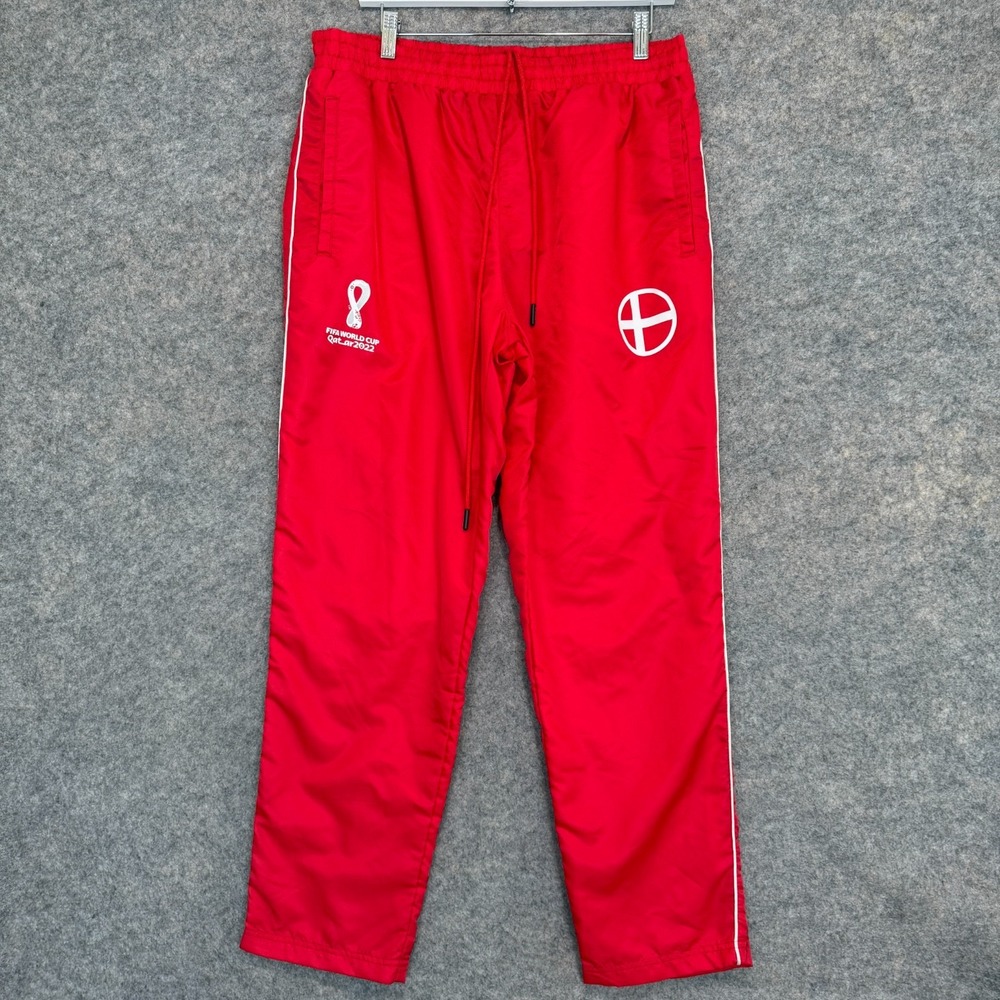 FIFA World Cup Denmark Athletic Training Track Pants Mens Large Red‎ Soccer NEW
